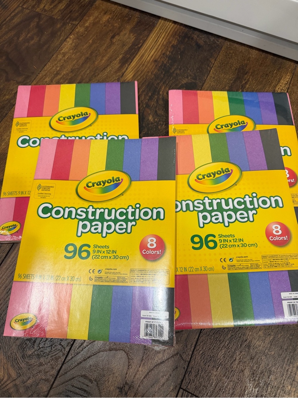 New lot of 4 Crayola Construction Paper 8-Color Pack - Assorted Brights